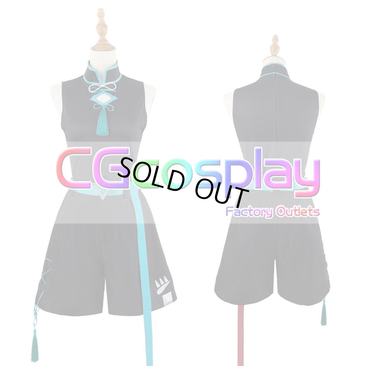 画像9: 50％off　在庫品（翌日発送）　（女性用Sサイズ）　バーチャルYouTuber　VTuber　チャイナストリート　緑　仙　コスプレ衣装 (9)