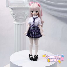 画像5: ドール衣装　セーラー服　制服　チェック柄スカート　グリーン　BJD　1/4　MDD対応　球体関節人形用　ドール用　コスプレ衣装 (5)