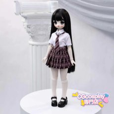 画像4: ドール衣装　セーラー服　制服　チェック柄スカート　グリーン　BJD　1/4　MDD対応　球体関節人形用　ドール用　コスプレ衣装 (4)