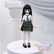 画像2: ドール衣装　セーラー服　制服　チェック柄スカート　グリーン　BJD　1/4　MDD対応　球体関節人形用　ドール用　コスプレ衣装 (2)