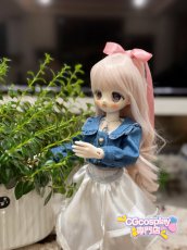 画像1: BJD　1/4　ドール服　デニム風トップス　白スカート　キュート　コーデセット　MDD2.0対応　球体関節人形　ドール用　アニメ　漫画　キャラクター　アニメキャラ (1)