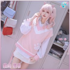 画像2: プロジェクトセカイ カラフルステージ！ feat. 初音ミク　ドーナツとピース！　暁山瑞希　cute white kitty 　コスプレ衣装　イヤホーン追加可（サンプル衣装製作完了）  (2)