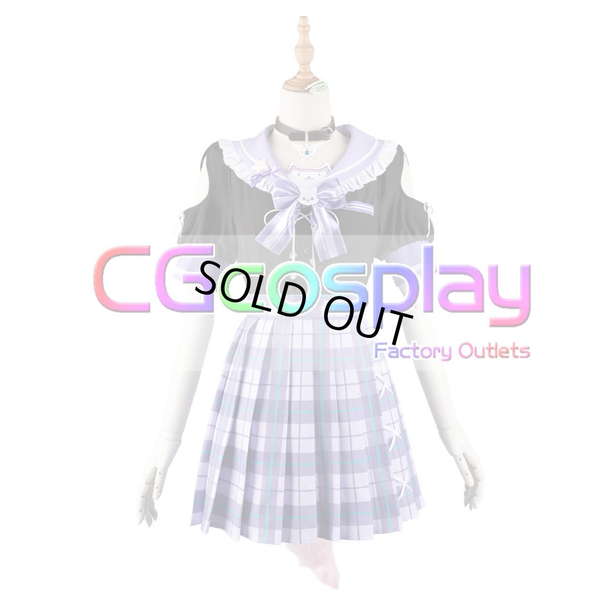 画像9: 「一部在庫」バーチャルYouTuber　Vtuber　博衣こより　白＆黒制服　全セット 　尻尾追加可　コスプレ衣装  セーターコート追加可 (9)