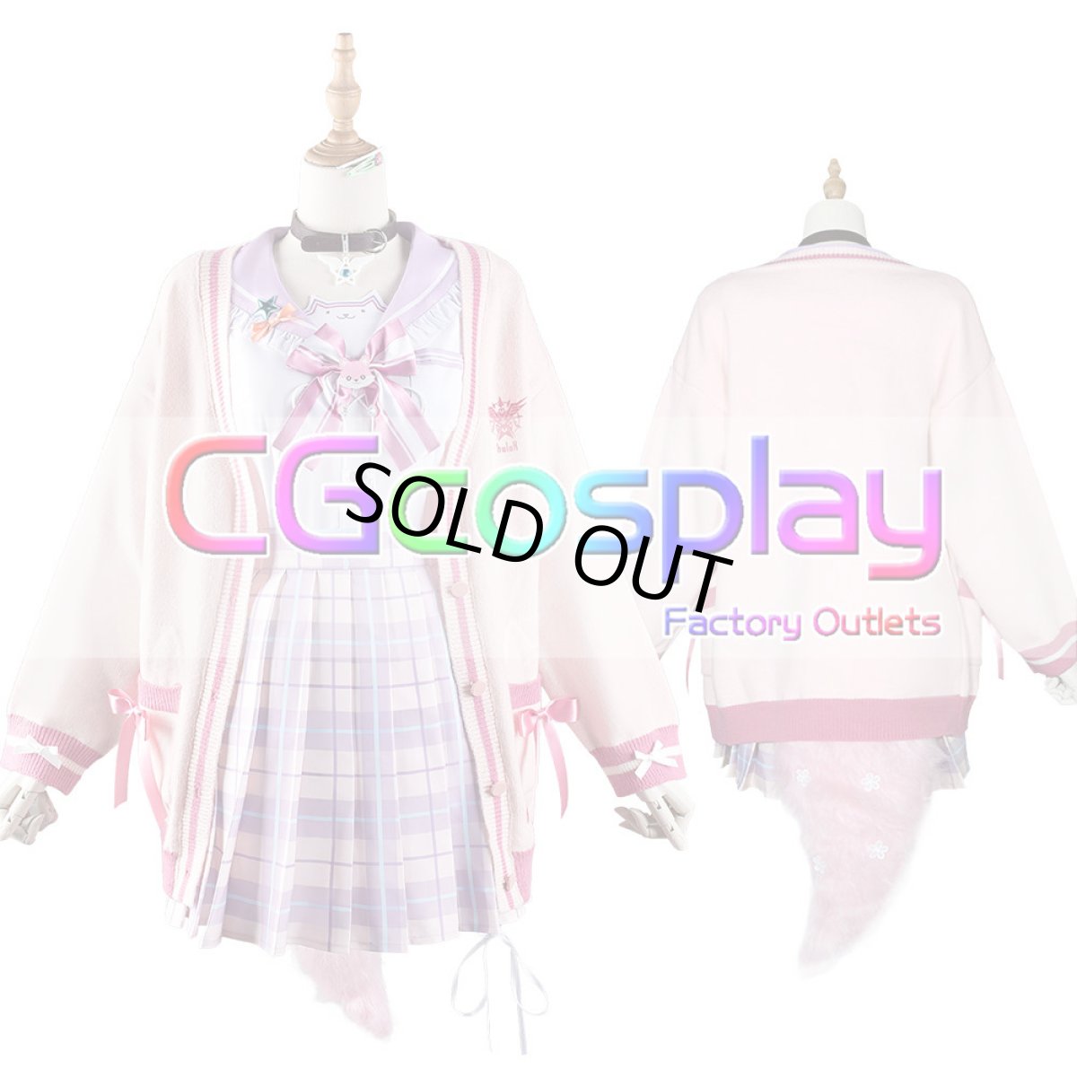 画像14: 「一部在庫」バーチャルYouTuber　Vtuber　博衣こより　白＆黒制服　全セット 　尻尾追加可　コスプレ衣装  セーターコート追加可 (14)