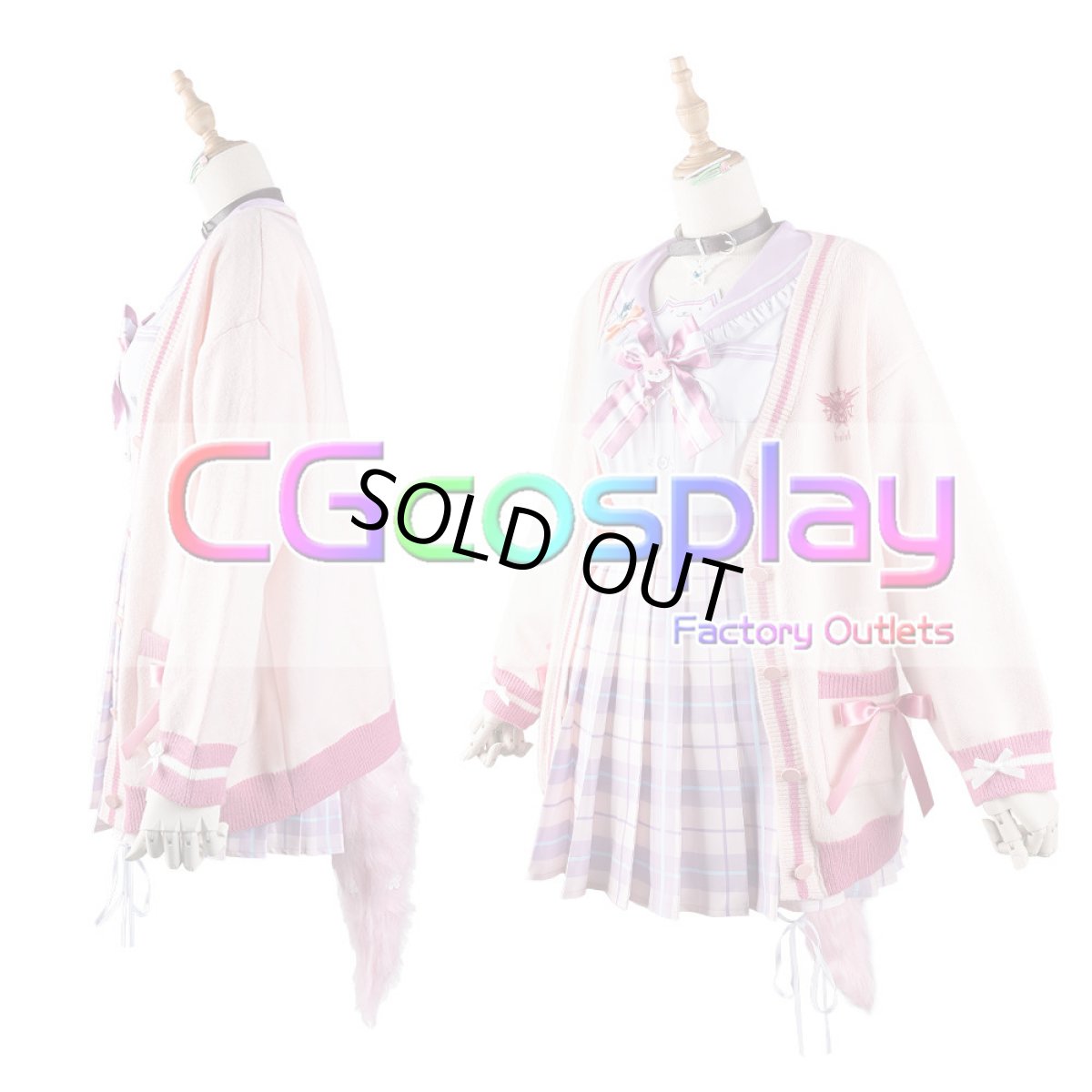 画像17: 「一部在庫」バーチャルYouTuber　Vtuber　博衣こより　白＆黒制服　全セット 　尻尾追加可　コスプレ衣装  セーターコート追加可 (17)