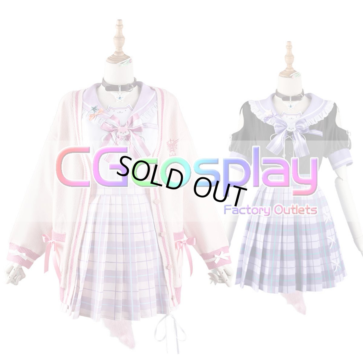 画像7: 「一部在庫」バーチャルYouTuber　Vtuber　博衣こより　白＆黒制服　全セット 　尻尾追加可　コスプレ衣装  セーターコート追加可 (7)