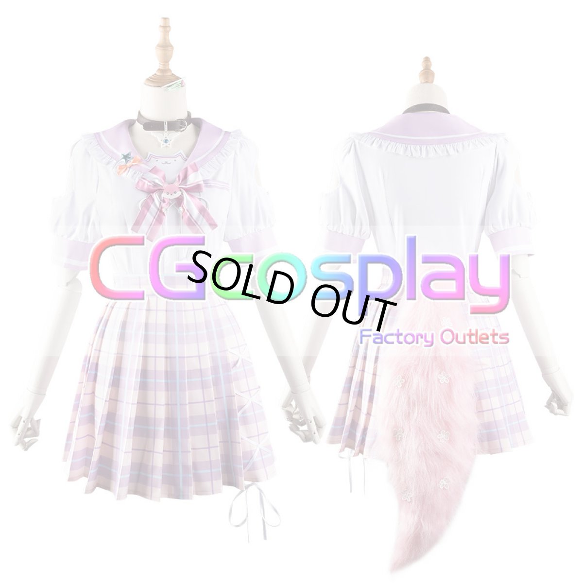 画像18: 「一部在庫」バーチャルYouTuber　Vtuber　博衣こより　白＆黒制服　全セット 　尻尾追加可　コスプレ衣装  セーターコート追加可 (18)