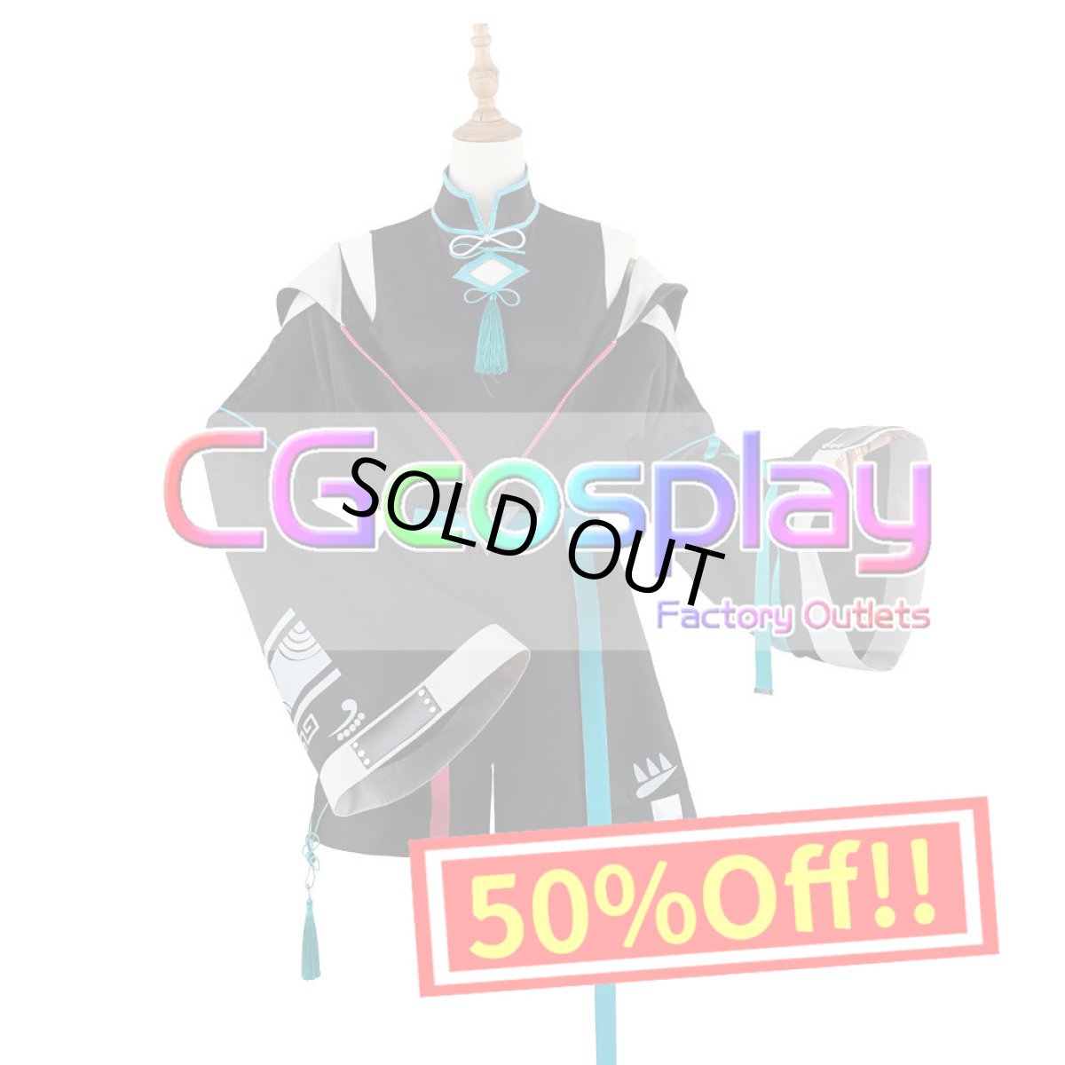 画像1: 50％off　在庫品（翌日発送）　（女性用Sサイズ）　バーチャルYouTuber　VTuber　チャイナストリート　緑　仙　コスプレ衣装 (1)