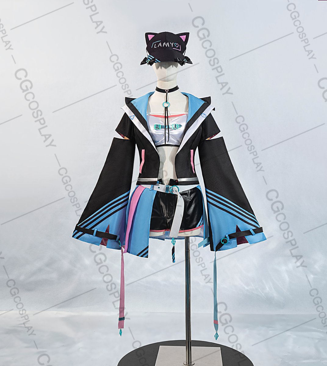 画像1: バーチャルYouTuber Vtuber ホロライブ 雪花ラミィ サイバー衣装 コートVer. コスプレ衣装((サンプル衣装制作完了) (1)