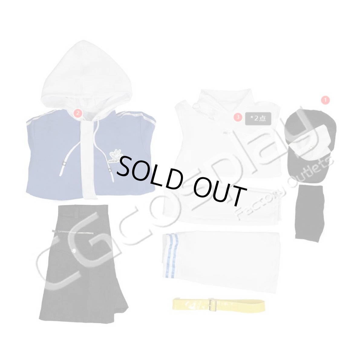 画像2: Vtuber　星街すいせい　スポーティー衣装 　帽子+パーカー+トップス(2着)　バラ売り (2)