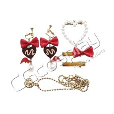 画像1: プロジェクトセカイ カラフルステージ！ feat. 初音ミク　小豆沢こはね　髪飾り+耳飾り+ネクレス　仲間に最高のチョコを　コスプレ道具　コスプレ衣装 (1)