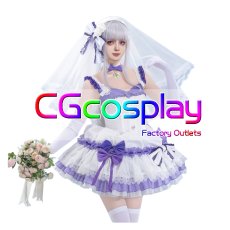 画像1: Re:ゼロから始める異世界生活　エミリア　ウエディングドレス　コスプレ衣装 (1)