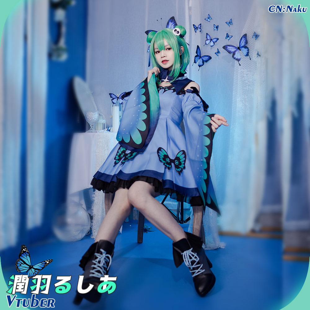 Vtuber ホロライブ 潤羽るしあコスプレ衣装-